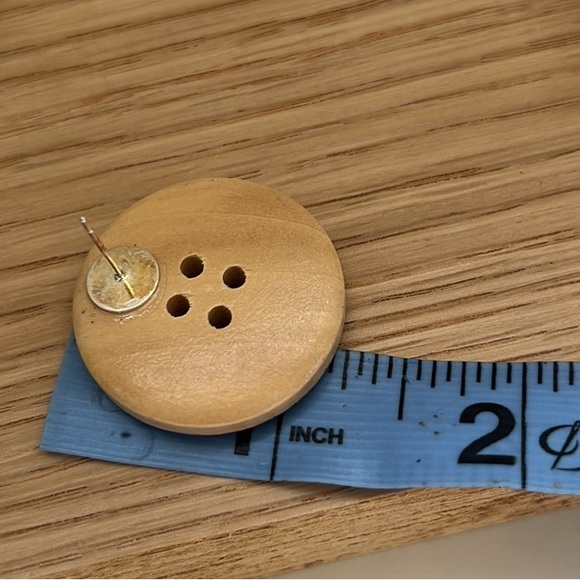 Floral Wooden Button Earrings - Picture 6 of 6